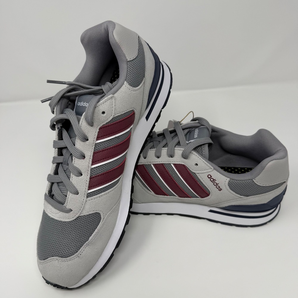 Adidas Run 80s Mens Sneakers Grey Burgundy Navy Retro Sneakers Mens 11 -NWT 1882